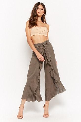Forever21 Wrap-front Crinkle Pants