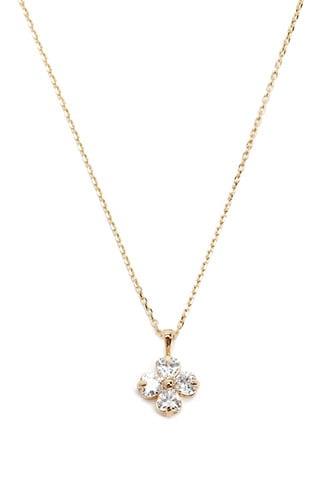 Forever21 Cz Stone Clover Pendant Necklace
