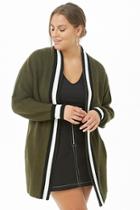 Forever21 Plus Size Ribbed Open-front Varsity Cardigan