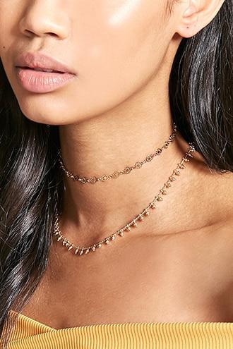 Forever21 Beaded & Filigree Choker Set