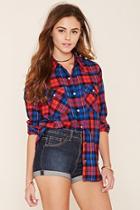 Forever21 Women's  Tartan Snap-button Shirt