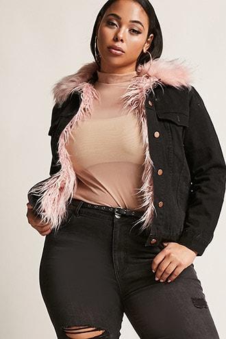 Forever21 Plus Size Shaci Shaggy Denim Jacket