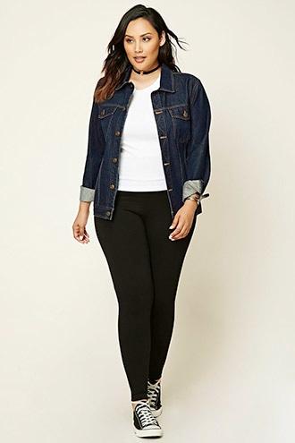 Forever21 Plus Women's Black Plus Size Stretch-knit Pants