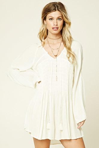 Forever21 Women's  Boho Me Smocked Peasant Dress