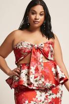 Forever21 Plus Size Self-tie Floral Strapless Top