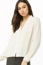 Forever21 V-neck Button-loop Top