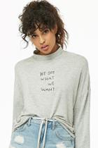 Forever21 Heathered Embroidered Graphic Top