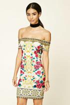 Forever21 Women's  Cream Off-the-shoulder Bodycon Dress