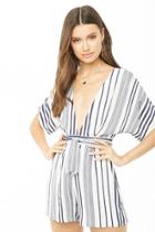 Forever21 Plunging Striped Romper