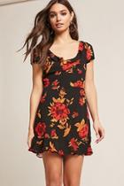 Forever21 Floral Ruffle Trim Mini Dress