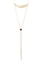 Forever21 Gold & Rust Faux Stone Drop Necklace