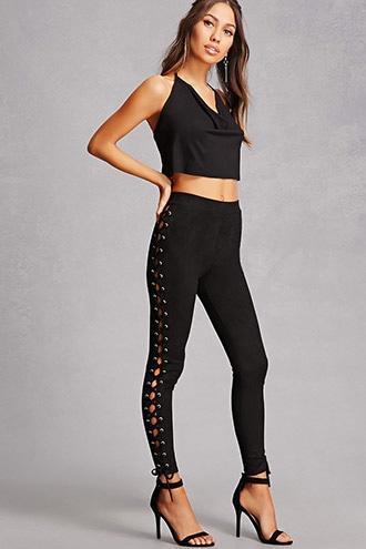 Forever21 Faux Suede Lace-up Leggings
