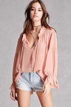 Forever21 Crepe Woven Puff-sleeve Top