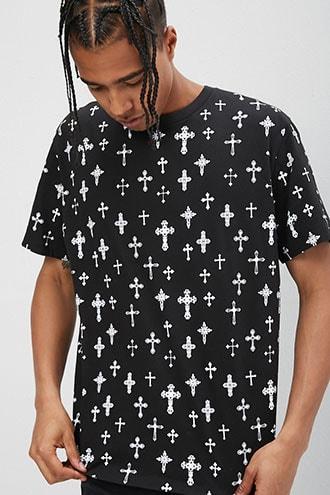 Forever21 Ornate Cross Print Tee