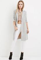 Forever21 Women's  Heather Grey & Taupe Longline Wool-blend Coat