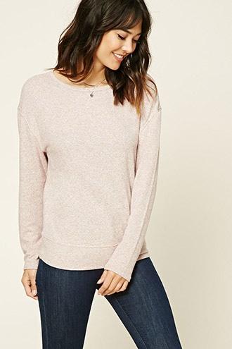 Love21 Women's  Pink & Cream Contemporary Marled Top