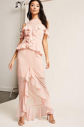 Forever21 Dark Pink Swiss-dot Dress