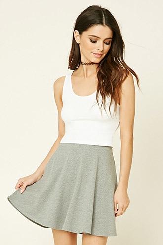 Forever21 Women's  Heather Grey Stretch-knit Flared Skirt