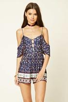 Forever21 Women's  Ornate Open-shoulder Romper