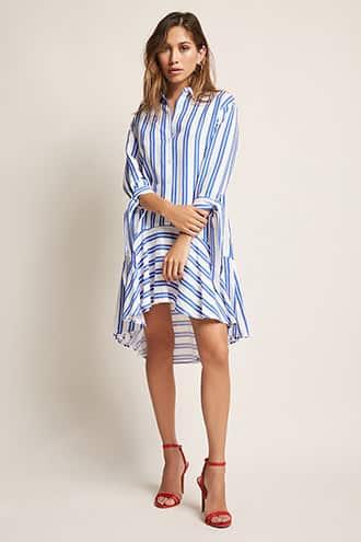 Forever21 Eta Striped High-low Shirt Dress