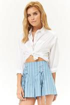 Forever21 Chambray Striped Lace-up Shorts