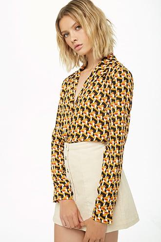 Forever21 Geo Curved Hem Shirt