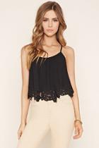 Forever21 Women's  Black Floral Embroidered Cami