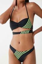 Forever21 Striped Trim Halter Bikini Top