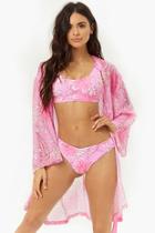 Forever21 Kulani Kinis Floral Print Kimono Swim Cover-up