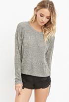 Forever21 Women's  Marled Loose-knit Grid Top (olive/cream)