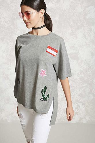 Forever21 Patched French Terry Top