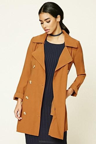 Forever21 Women's Brown Belted Trench Coat