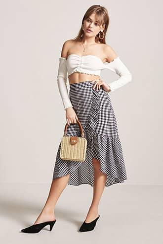 Forever21 High-low Gingham Skirt