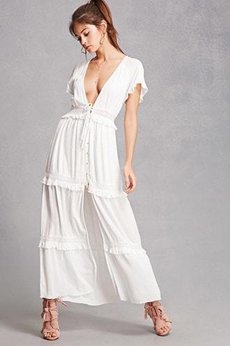 Forever21 Crinkle V-neck Maxi Dress