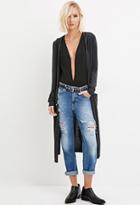 Forever21 Women's  Hooded Longline Cardigan (charcoal)