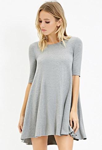 Forever21 Women's  Stretch Knit Trapeze Dress (heather Grey)