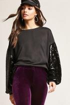 Forever21 Sequin Sleeve Sweatshirt