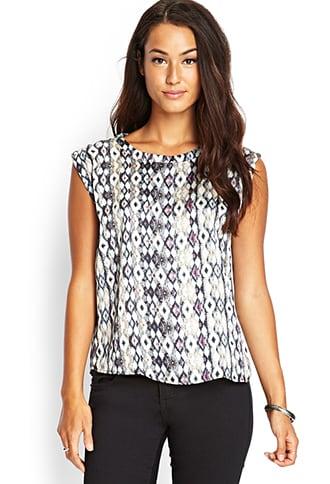 Forever21 Contemporary Ikat Print Woven Top