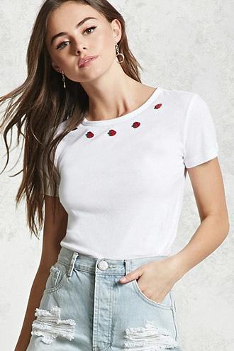 Forever21 Strawberry Graphic Neck Tee