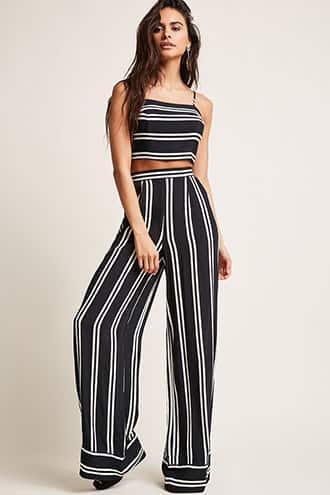 Forever21 Stripe Crop Cami & Pant Set