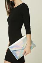Forever21 Silver Holographic Envelope Clutch