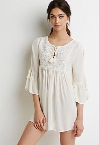 Forever21 Crocheted Peasant Top