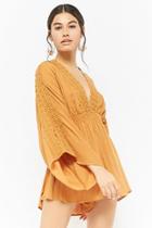 Forever21 Selflie Leslie Plunging Crochet Lace Romper