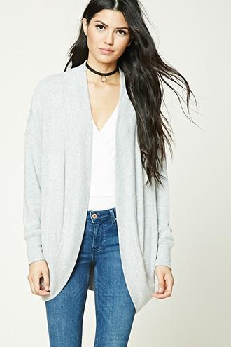 Forever21 Women's  Heather Grey Heathered Dolman Cardigan