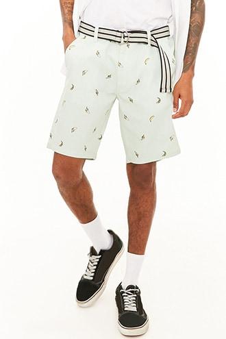 Forever21 Drill Clothing Belted Banana Print Shorts