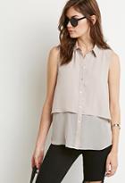 Forever21 Women's  Layered Chiffon Shirt (taupe)