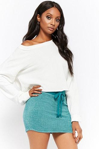 Forever21 Marled French Terry Drawstring Mini Skirt