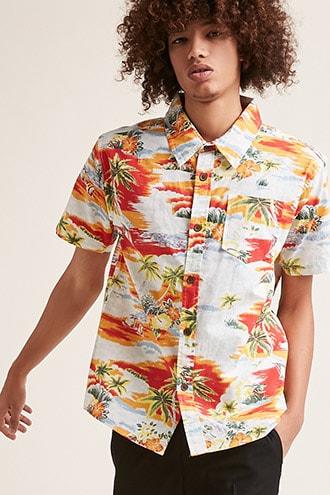 Forever21 Ingear Island Print Short-sleeve Shirt