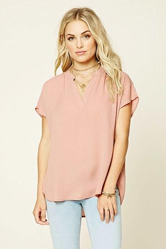 Forever21 Women's  Mauve Batwing V-neck Top