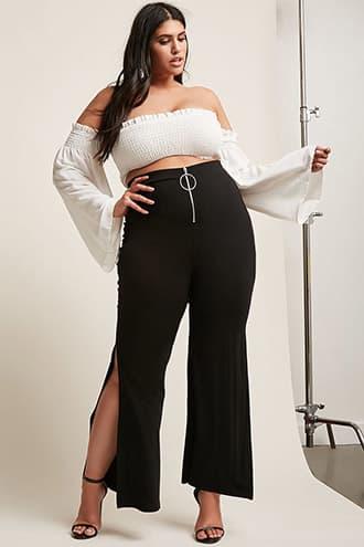 Forever21 Plus Size Split-leg O-ring Palazzo Pants